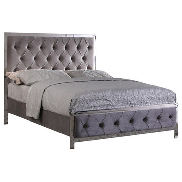 Emory Upholstered Tufted Panel Bed, Grey, California King
