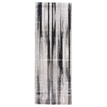 Weave & Wander Orin Rug, Black/Silver, 2'10"x7'10"