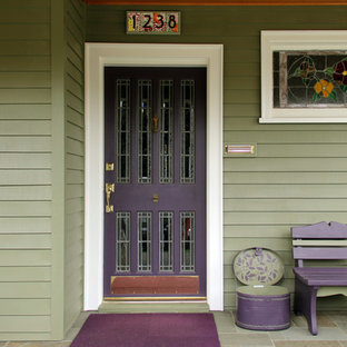 75 Beautiful Craftsman Entryway With A Purple Front Door