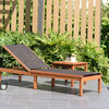 Amazonia 1-Piece Sling Chaise Patio Lounger | Eucalyptus Wood, Brown