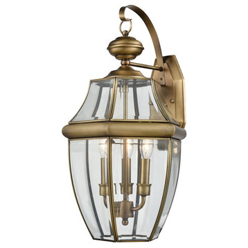 Thomas Lighting Ashford 3-Light Coach Lantern, Antique Brass, Large