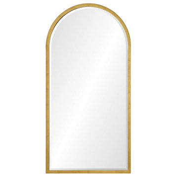 Round Arch Mirror, Distressed Gold Leaf, 24" X 48"