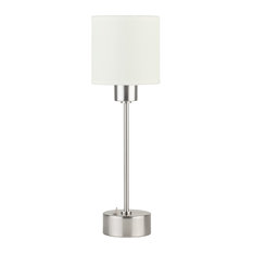 50 Most Por Modern Nickel Table Lamps For 2019 Houzz Cancan Mini Table Lamp In Brushed Nickel Finish With White Linen Shade