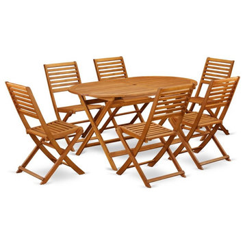 7-Piece Acacia Sets, Single Outdoor Furniture Table and 6 Chairs