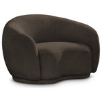 Meridian Furniture - Hyde Boucle Fabric Upholstered, Brown, Chair - Curl up and relax on this Hyde brown boucle fabric . This wide, rounded chair is as comfortable as it is stylish, making it an excellent addition to your living space. Rich brown boucle fabric upholstery gives a soft touch against your skin and its deep plush cushion provides you with cozy support. Its rounded back is both chic and homey, with its contemporary design sure to add flair to your modern home.