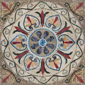 Arabesque Floral Mosaic - Yanu, 35"x35"