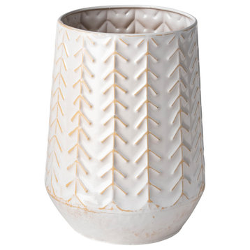 Gemma White Metal Chevron Vase