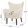 GDF Studio Kotop Contemporary New Velvet Wingback Arm Chair, Ivory