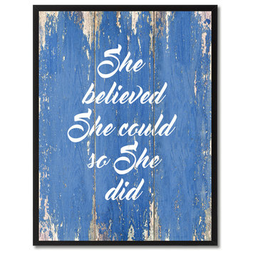 She Believed She Could So She Did Inspirational, Canvas, Picture Frame, 13"X17"