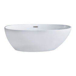 Pacific Collection - Cosmo Oval Soaking Bathtub, White, 66"X33" - Bathtubs