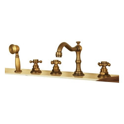Bona Antique Look Deck Mounted Triple Handle Bathtub Faucet Mixer Tap - Bathtub Faucets