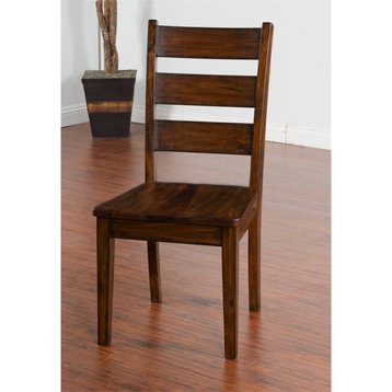 Sunny Designs Tuscany 40" Mahogany Wood Ladderback Chair in Medium Brown