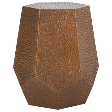 Spofford Modern Hammered Iron Geometric Side Table, Brushed Antique Bronze