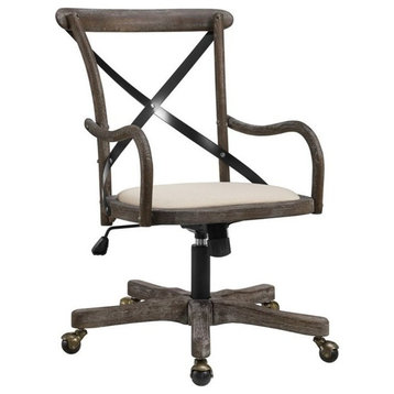 Linon Dudley Adjustable Swivel Cafe Office Chair in Brown