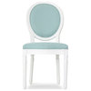 Jerome French Country Dining Chairs, Set of 4, Light Blue/White, Fabric, Rubberwood