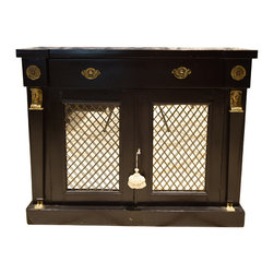 Vintage Black Console with Brass Egyptian Detailing - Products