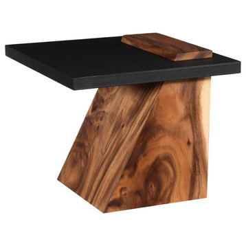 Slant Side Table, Natural/Black