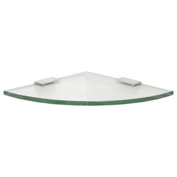 8" Quarter Round Glass Shelf with (2) 2" Rectangular Clamps
