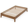 Rustic Platform Bed, Pine Finished Hardwood With Wooden Slats Support, Twin