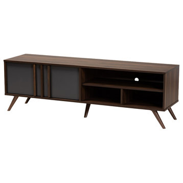 Colwyn Two-Tone Gray and Walnut Wood 2-Door TV Stand
