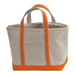 Heavy Weight Cotton Canvas Medium Bag With Orange Finish - Storage And Organization