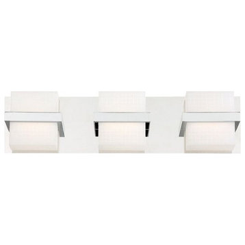 3-Light LED Bathbar White Frosted Cubes - 5.25 x 20.5 inches - Vanity & Bath