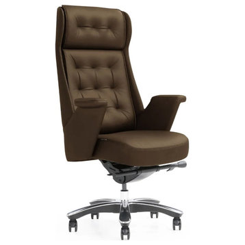 Rockefeller Modern Fully Reclining Adjustable Executive Chair, Brown