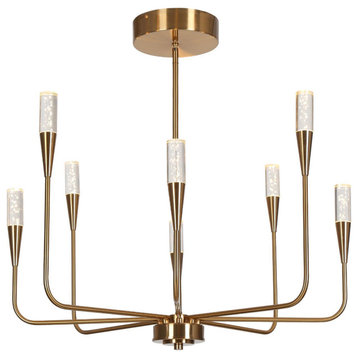 LNC 8-Light Polished Gold Candle Modern/Contemporary LED Indoor Chandelier