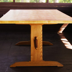 Tiger Maple and Ash Trestle Table - Dining Tables