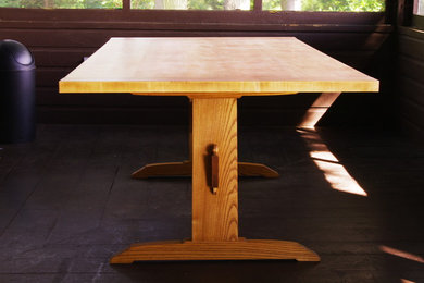 Tiger Maple and Ash Trestle Table