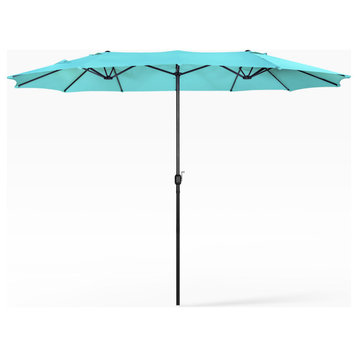 WestinTrends 9Ft Large Double Sided Twin Patio Market Table Umbrella w/Crank, Turquoise