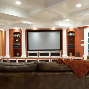 Elegant home theater photo in Detroit