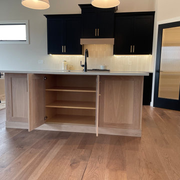 Black Paint and Light White Oak Kitchen Design