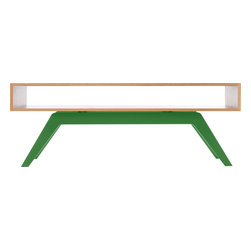 Eastvold Furniture - Elko Coffee Table, White Oak, Green Base - Coffee Tables