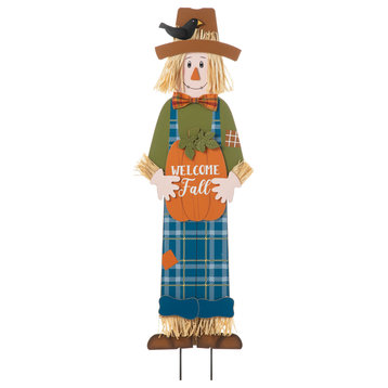 48"H Fall Wooden Scarecrow Yard Stake