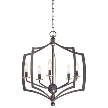 Minka Lavery 4375-579 5 Light Chandeliers - Downton Bronze with Gold Highlights