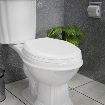 White Elongated Plastic Toilet Seat No Slam Slow Close Toilet Seat Lid Bumpers