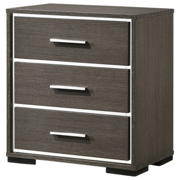 Bowery Hill Contemporary Nightstand with USB Dock in Gray Oak