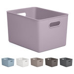Superio - Superio Ribbed Storage Bin, Plastic Storage Basket, Lilac, 22 L - Organizing your space with these colorful storage bins, from baby clothes to living room extra organization, keep your surroundings neat and tidy. The storage basket comprises thick plastic with a built-in handle with a ribbed design and solid construction, ideal for organizing closet and pantry items.
