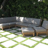 6-Piece Del Outdoor Teak Sectional Sofa Set & Sunbrella Cushions Canvas Aruba