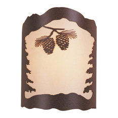 Double Pinecone Wall Sconce With Parchment Paper, Frontier Rust, Right Facing