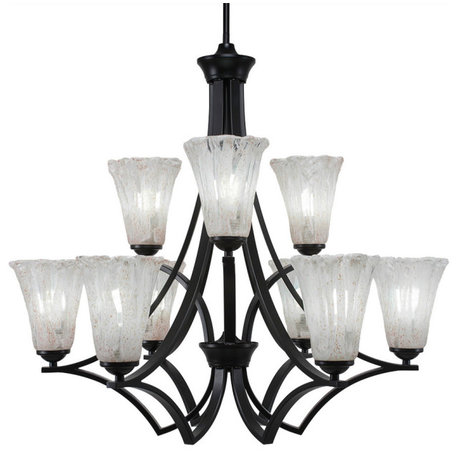 Zilo 9 Light Chandelier, 5.5" Fluted Italian Ice Glass