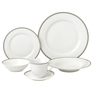 24 Piece Silver Porcelain Dinnerware Service for 4-Alyssa