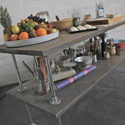 Deanna Reclaimed Grey Washed Scaffolding Board Kitchen Island - Console Tables