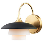 Hudson Valley Lighting - Barron 1011-AGB 1 Light Wall Sconce, Aged Brass - In the first half of the twentieth century, Danish architects attempted to address the issue of glare inherent in electric light. In our Barron family, we apply the solution they came up with-layered, curved shades-to light fixtures with a floral bent. A finely textured black on the outside and a metal finish on the inside, Barron's shades are a visual delight in person. Opal-etched diffusers nested in pairs within each shade further soften and diffuse the light.