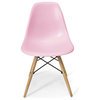 Molded Plastic Side Chair With Wood Leg, Pink, Set of 2