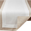 Moldura Collection Double Layer Linen Blend 18"x72" Table Runner, Ivory