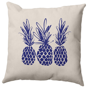 20" x 20" Pineapples Decorative Throw Pillow, Indigo Blue