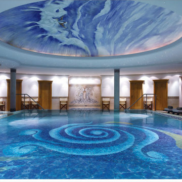 Handcrafted Glass Mosaic Art Design for Luxury Swimming Pools