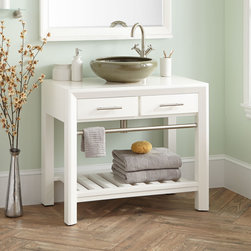 36" VERLYN MAHOGANY VESSEL SINK VANITY - WHITE - Bathroom Vanities And Sink Consoles